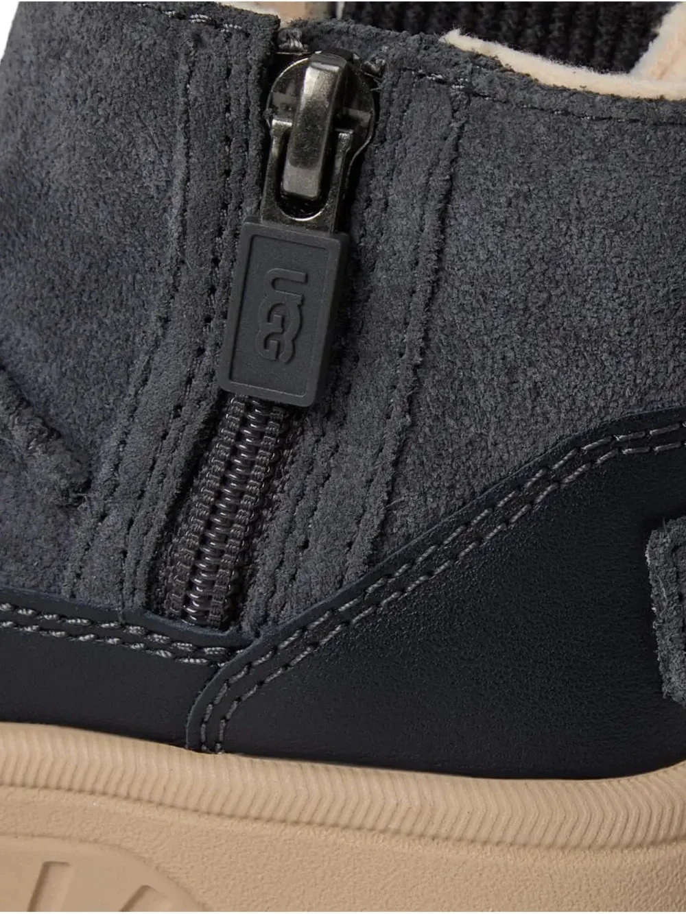 UGG Kids Charcoal Gray and Tan Ankle Booties